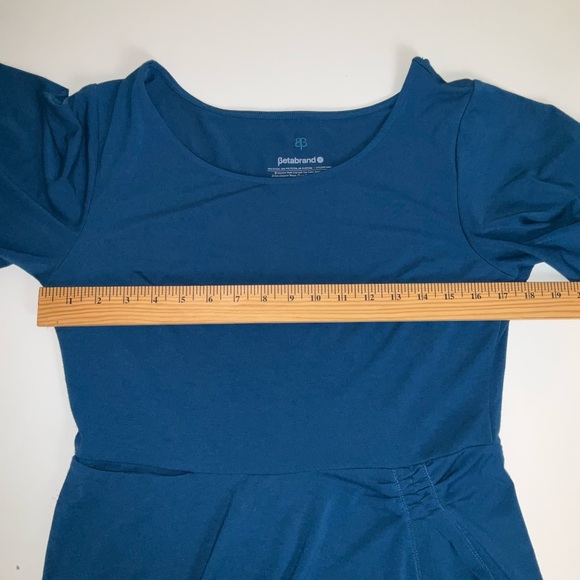 Betabrand Erin Flutter Sleeve Peplum Blue Blouse - Picture 11 of 14